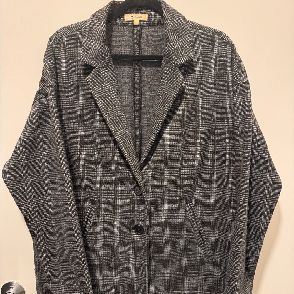 Soft Gray Plaid Madewell Blazer